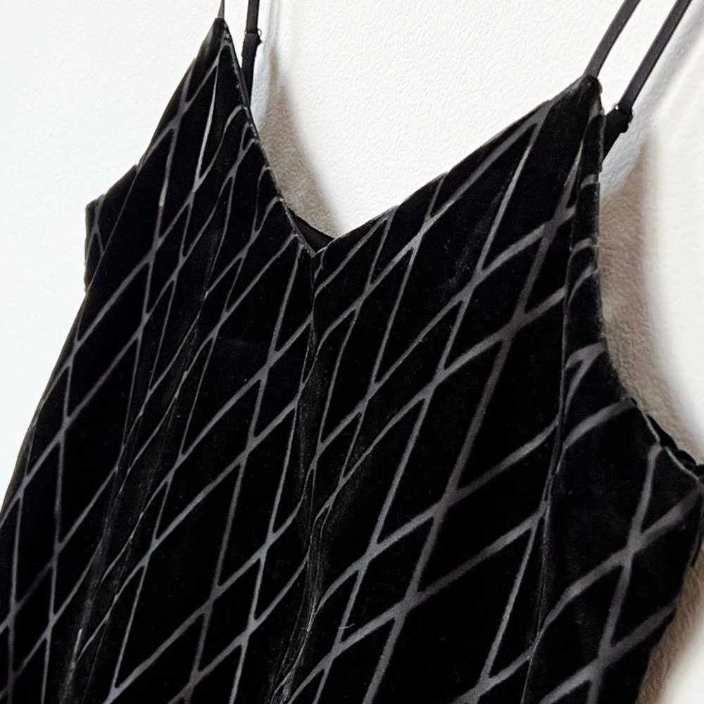 Ann Taylor Black Diamond Argyle Pattern Velvet Drapey Cami Top Small S $80 Lined - Picture 5 of 14